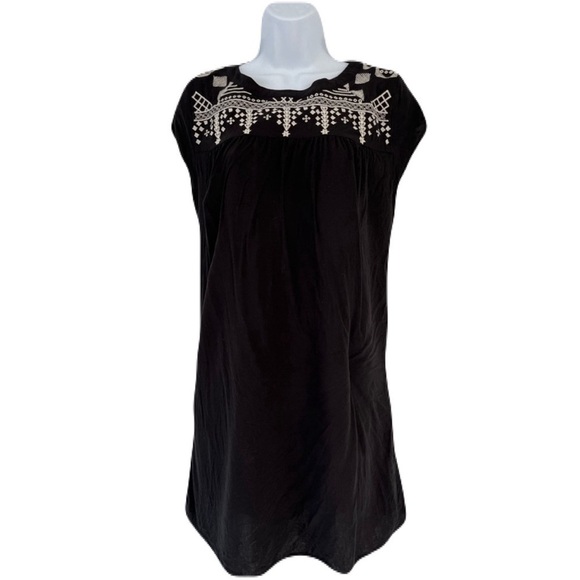 George/ Black boho dress/ Midi/  White embroidery/ Size US L - Picture 1 of 12